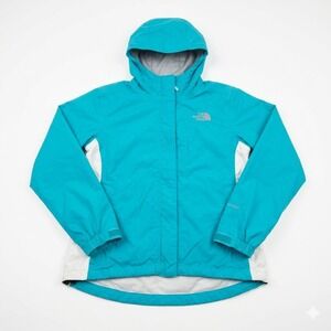 The North Face HyVent Rain Jacket Women's Small Blue Hooded Waterproof Shell F13